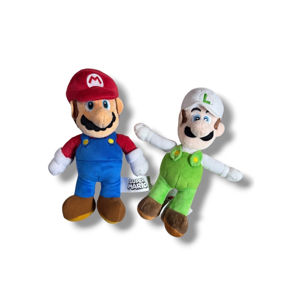 Nintendo Super Mario and Fire Luigi Plush Set 9" Stuffed Animal Toys 2021 2024
